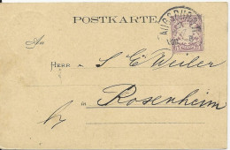 Bayern 1880, EF 5 Pf. Violett  WZ Weite Welle Auf Postkarte V. Augsburg II #1412 - Lettres & Documents