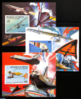 Djibouti 1984 Ultra Light Planes 3 S/s Imperforated, Mint NH, Sport - Transport - Gliding - Sport (other And Mixed) - .. - Airplanes