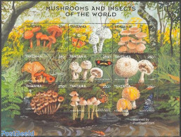 Tanzania 1998 Mushrooms 9v M/s, Mint NH, Nature - Butterflies - Insects - Mushrooms - Mushrooms