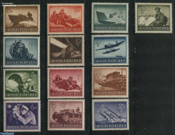 Germany, Empire 1944 Heroes Memorial Day 13v, Mint NH, History - Sport - Transport - Militarism - Parachuting - Motorc.. - Unused Stamps