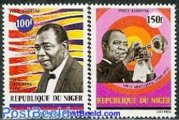 Niger 1971 Louis Armstrong 2v, Mint NH, Performance Art - Jazz Music - Music - Popular Music - Musik