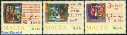 Malta 1987 Christmas 3v, Mint NH, Performance Art - Religion - Music - Bible Texts - Christmas - Musik