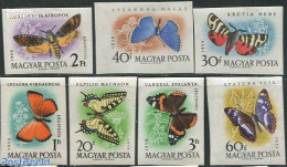 Hungary 1959 Butterflies 7v Imperforated, Mint NH, Nature - Butterflies - Ungebraucht