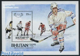 Bhutan 1984 Olympic Winter Games S/s, Mint NH, Sport - Ice Hockey - Olympic Winter Games - Hockey (Ice)