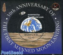 Barbados 1999 Moonlanding S/s, Mint NH, Transport - Space Exploration - Barbades (1966-...)