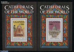 Uganda 1993 Cathedrals 2 S/s, Mint NH, Religion - Churches, Temples, Mosques, Synagogues - Eglises Et Cathédrales