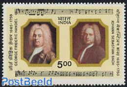 India 1985 J.S. Bach 1v, Mint NH, Performance Art - Music - Unused Stamps