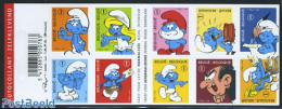 Belgium 2008 50 Years Smurfs 10v S-a (foil Booklet), Mint NH, Stamp Booklets - Art - Comics (except Disney) - Ongebruikt