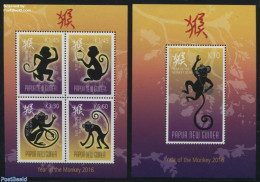 Papua New Guinea 2016 Year Of The Monkey 2 S/s, Mint NH, Nature - Various - Monkeys - New Year - Nouvel An