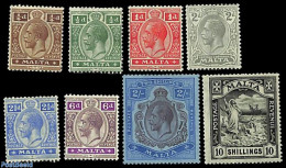Malta 1921 Definitives, George VI, WM Script-CA, 8v, Unused (hinged) - Malta