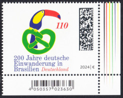 !a! GERMANY 2024 Mi. 3833 MNH SINGLE From Lower Right Corner - 200 Years Of German Immigrants In Brazil - Neufs