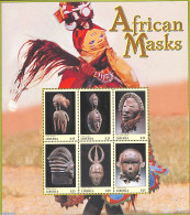 Liberia 2000 African Masks 6v M/s, Mint NH, Various - Folklore - Art - Handicrafts - Other & Unclassified