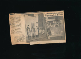 1952 Coupure De Presse Le Transfert Du Corps Du Général De Lattre De Tassigny Ambulance 19 Janvier 1952 - 1950 - Oggi