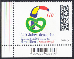 !a! GERMANY 2024 Mi. 3833 MNH SINGLE From Lower Left Corner - 200 Years Of German Immigrants In Brazil - Nuovi