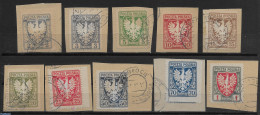 Poland 1919 All Stamps PERFORATED!  54/56+58/64, Stamps Out Of Set. 10v., Used Or CTO, Various - Errors, Misprints, Pl.. - Gebruikt