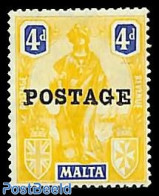 Malta 1926 4d, WM Sidewards, Unused (hinged) - Malte