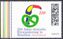 !a! GERMANY 2024 Mi. 3833 MNH SINGLE W/ Left Margin - 200 Years Of German Immigrants In Brazil - Unused Stamps