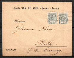 649A (2x) Op Brief Drukwerk E. Van De Wiele - Voorafstempeling Op Nr 53 ANVERS RUE DE JESUS 05  Naar WILTZ (Luxemburg) - Rollini 1900-09