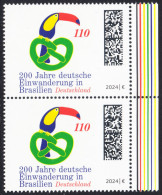 !a! GERMANY 2024 Mi. 3833 MNH Vert.PAIR W/ Right Margins - 200 Years Of German Immigrants In Brazil - Nuovi