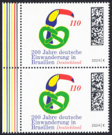 !a! GERMANY 2024 Mi. 3833 MNH Vert.PAIR W/ Left Margins - 200 Years Of German Immigrants In Brazil - Unused Stamps