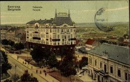 CPA Beograd Belgrad Serbien, Terazia, Platz, Hotel, Vogelschau - Serbien