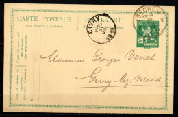 109 Op Briefkaart Gestempeld ISEGEM B Naar GIVRY - COBA 80 Euro - 1912 Pellens