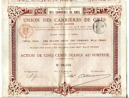 UNION Des CARRIÈRES De GRÉS; Imp. Filigranique G. Richard - Mijnen