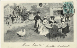 Scène De Voyage En Diligence - Relais Pour Déjeuner - Jolie Illustration, Voyagée En 1903 - Andere & Zonder Classificatie