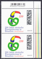 !a! GERMANY 2024 Mi. 3833 MNH Vert.PAIR From Upper Right Corner - 200 Years Of German Immigrants In Brazil - Unused Stamps