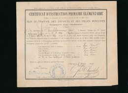 Certificat D'instruction Primaire élémentaire 1894  Epernay Armahélis Instituteur Pour Carbonaux Joseph - Diplomi E Pagelle