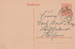 Deutsches Reich  Karte Mit Tagesstempel Bassum 1918 LK Diepholz Nach Herford - Storia Postale