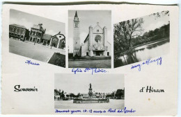 Cp A Saisir 02 Hirson Multivues 1952 Mairie Etang De Blangy Monument 14 18 Eglise Ste Therese - Hirson
