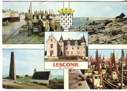 Cp A Saisir 29 Lesconil Multivues 1975 Debarquement Poisson Arrivee Des Malamoks Manoir De Kerlut Roche Branlante - Lesconil