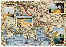 Cp A Saisir 29 Carte Touristique Geographique Benodet Concarneau Quimper Fouesnant Pont L Abbe Loctudy Annees 1960 - Concarneau