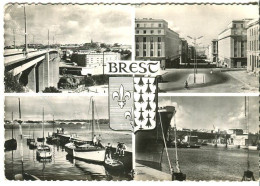 Cp A Saisir 29 Brest Multivues 1960 L Harletoire La Rue De Siam Bassin Des Yachts Port De Commerce Blason - Brest