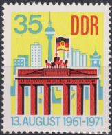 1971 DDR ** Mi:DD 1692, Sn:DD 1317, Yt:DD 1382, Brandenburger Tor,10 Jahre Berliner Mauer - Ongebruikt