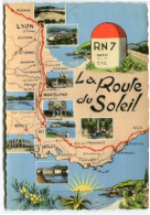 Cp A Saisir 69 26 Carte Geographique Touristique Route Du Soleil Lyon  Valence Montelimar Arles Cannes - Landkarten