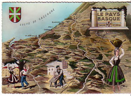 Cp A Saisir 64 Carte Geographique Biarritz Guethary Bidart Le Pays Basque - Carte Geografiche