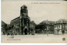 Cp A Saisir 62 Calais Eglise Saint Pierre Saint Paul Du Courgain Ecole Dumont D Urville Ed Galeries De L Hotel De Ville  - Calais