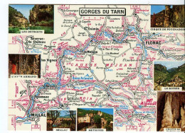 Cp A Saisir 48 Gorges Du Tarn Carte Touristique 1979 Quezac Montbrun Sainte Enimie La Malene Le Rozier Millau Meyrueis A - Gorges Du Tarn