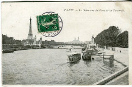 Cp A Saisir 75 Paris 7e La Seine Vue Du Pont De La Concorde 1912 Tour Eiffel - The River Seine And Its Banks