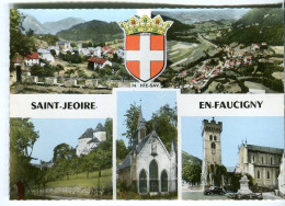 Cp A Saisir 74 Saint Jeoire En Faucigny Annees 1960 1970 Ecrite En1974 Multivues Blason De Robert Louis - Saint-Jeoire