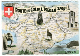 Cp A Saisir 73 Carte Geographique Touristique Route Du Col De L'Iseran Albertville  Moutiers  Val D'Isere  - Carte Geografiche