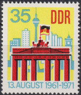 1971 DDR ** Mi:DD 1692, Sn:DD 1317, Yt:DD 1382, Brandenburger Tor,10 Jahre Berliner Mauer - Ongebruikt