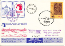 Poland Cover 2-9-1973 World Stamp Exhibition Balloonpost With N. Copernicus Labels And More Postmarks - Sonstige & Ohne Zuordnung