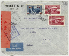 Libanon / Libanaise 1939, Brief Luftpost / Par Avion Beyrouth - Basel (Schweiz), Zensur / Censor Palestine - Libanon