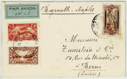 Libanon / Libanaise 1930, Brief Luftpost / Par Avion Beyrouth - Napoli - Roma - Bern (Schweiz) - Libanon