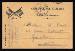 43213 Carte Postale En Franchise 2 Drapeaux Ecru 1914 Grenoble Guerre 1914/1918 War Postcard  - Guerra Del 1914-18