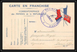 43210 Carte Postale En Franchise 3 Drapeaux 36ème Intanterie Guerre 1914/1918 War Postcard  - Guerra Del 1914-18