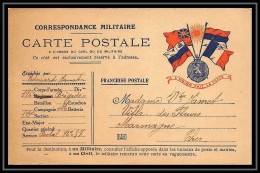 43207 Carte Postale En Franchise 4 Drapeaux L'union Faite La Force 1915 Secteur 57 Marmagne Guerre 1914/1918 Postcard  - Guerra Del 1914-18